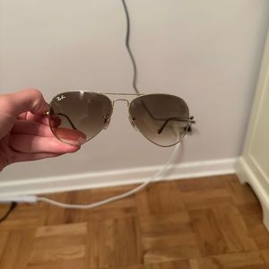 Gold framed brown lens ray ban aviator sunglasses